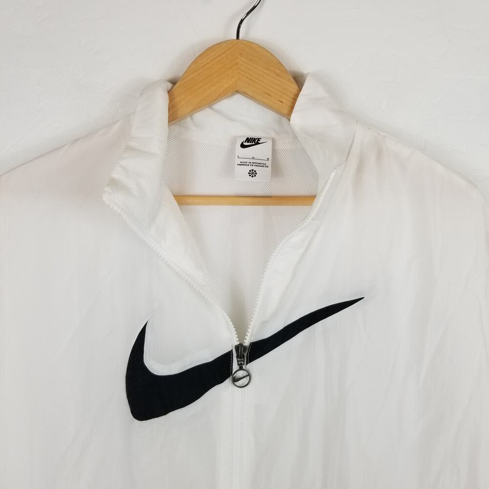 Nike Sportswear Women's Essential Woven Zip Front Jacket White Black L Large - Picture 5 of 9